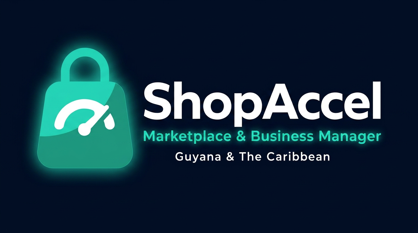 ShopAccel online shopping center in Guyana showing local products, food and services for sale